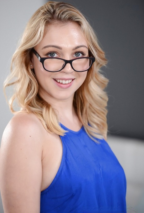 Blonde glasses adorned teenager Cali Sparks posing fully clothed 32530784
